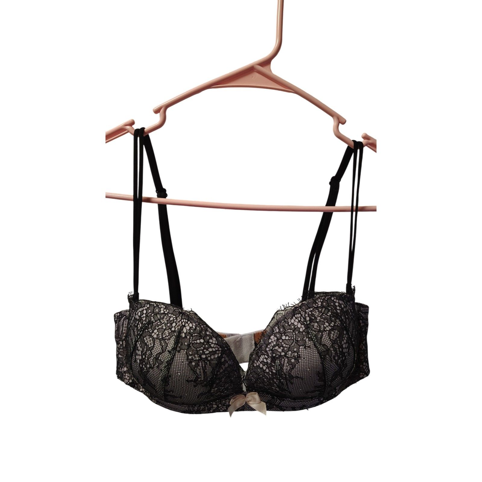 Victoria's Secret Intimates & Sleepwear 34b Dust Purple W/Black Lace Push Up Bra